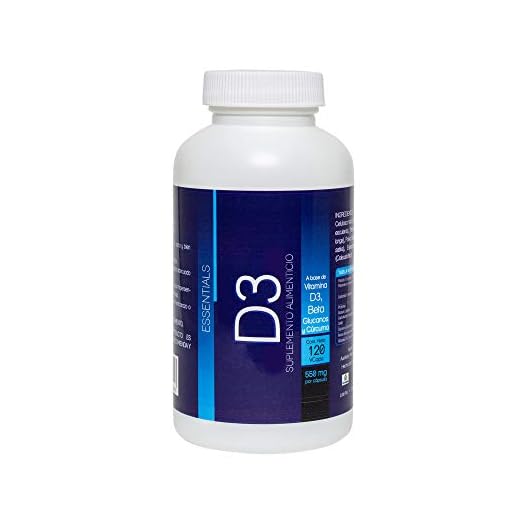 NLS ESSENTIALS VITAMINA D3 400UI | Fórmula Enriquecida con Beta Glucanos | 120 Cápsulas vegetales de 550mg | Salud y bienestar con Suplementos Essentials