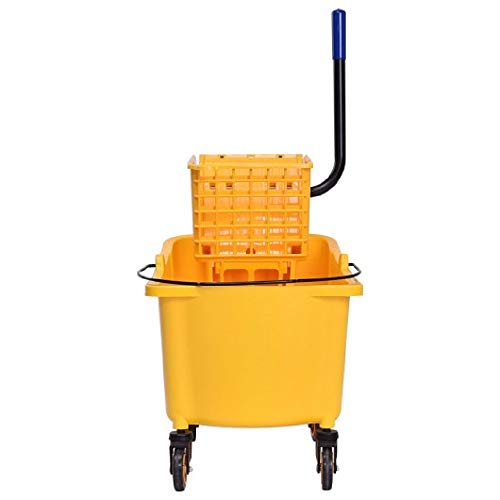Toolsempire 35 Quart Large Capacity Mop Bucket Side Press Cleaning Wringer Trolley For Household & Commercial Use #TOP2
