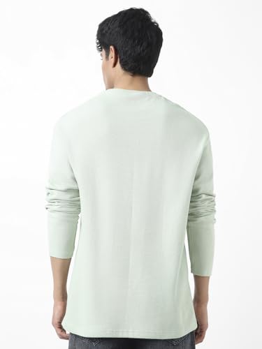 Image of Urbano Fashion Men's Textured Round Neck Oversized Full Sleeve Cotton T-Shirt