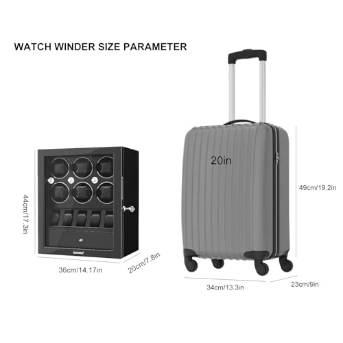 DUKWIN Watch Winder for 4/6/8 Automatic Watches, Lockable Winders with Watch Holders and Jewelry Storage, Super Quiet Motor with High-Gloss Finish, Built-in Illumination