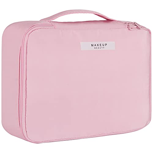 Neceser De Viaje Para Maquillaje - Gran Capacidad Con Brocha (impermeable, Rosa)