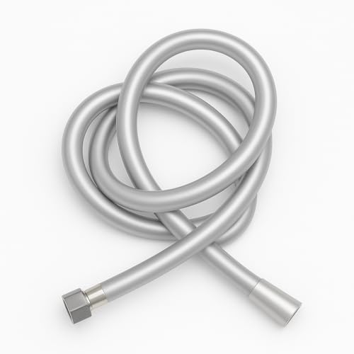 Tubo Doccia Liscio Argento 150 cm | Antitorsione, Resistente e Facile da Pulire con Attacchi Universali