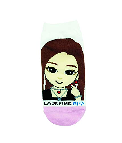 RJ Women's K-POP [BlackPink] Cartoon Ankle Socks - 4 pairs SET, Pink/Yellow/Green/Gray, 23-25cm / US 7-9 / EUR 38-42 /UK 5-8 / US 7-94