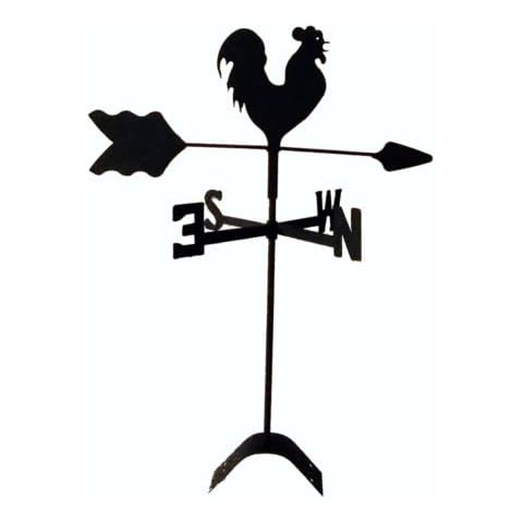 The Lazy Scroll Rooster Chicken Weather Vane for Roof Barn Yard Rooster Decor Roof Mount Weathervane Black Wrought Iron Look Cover