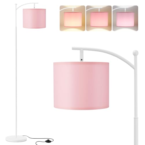 Aooshine Pink Floor Lamp, 3 Color Temperatures, Standing Lamp Tall with Adjustable Fabric Shade(Bulb Included)
