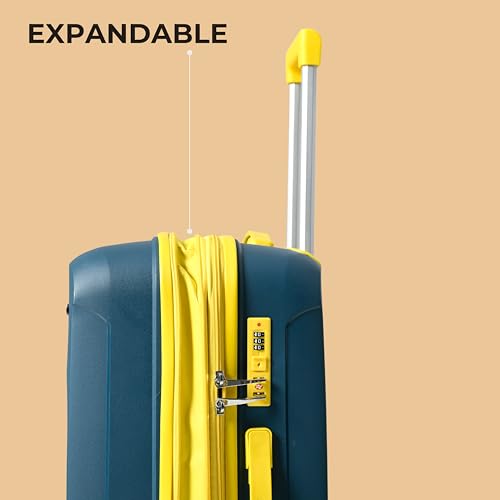 Image of CAGE 8 Wheels Trolley Bag Hard Case Polypropylene 360 Degree Wheeling System Luggage, Trolley Bags for Travel, Suitcase for Travel (Lime Sapphire, Check-in | 66 cm | Medium)