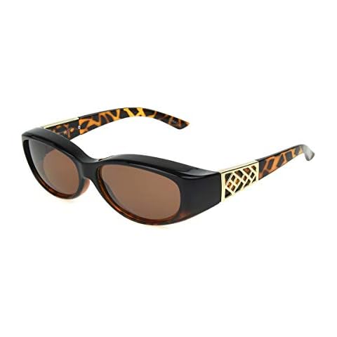 Dioptics Solar Shield Andrea Fits Over Sunglasses Polarized Oval, Brown, 57 mm Cover