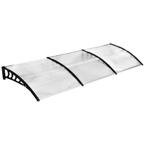 Outsunny Tejadillo de Protección contra Sol y Lluvia Marquesina para Puertas de Exterior Marquesina de Techo Diseño Moderno Aleación de Aluminio 90x295x23,5 cm Transparente