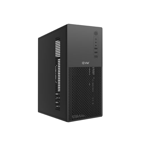 Image of EVM Enigma 126 Micro ATX Computer Cabinet - Micro-ATX /Mini-ITX PC Case with ATX PSU Support, USB & Audio Ports, 4 PCI Slots, HDD & SSD Storage Support, 120mm Fan Support, 250mm GPU Clearance, Black