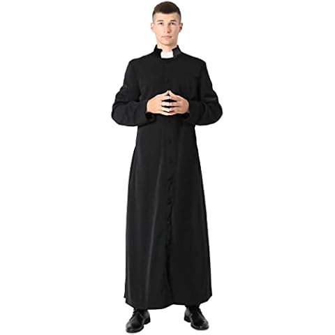 IvyRobes Unisex Roman Clergy Cassock Robe for Men Women Pulpit Anglican Priest Vestments Chasubles Black 54(L) Cover