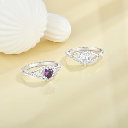 YL Infinity Heart Rings 925 Sterling Silver Halo Twisted Engagement Band Birthstone Ring for Women4