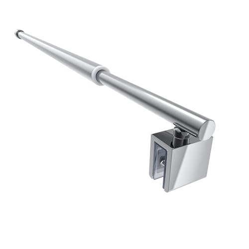 SVNR Adjustable Stainless Steel Telescopic Shower Screen Support Bar, 800mm-1200mm, 6-10mm Glass Thickness (Silver Circular)
