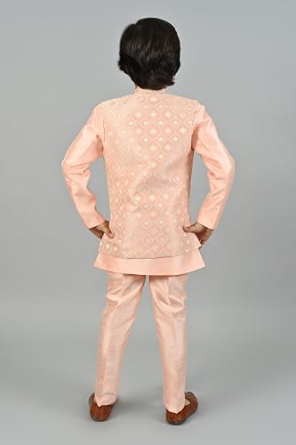 AHHAAAA Kids Indian Ethnic Waistcoat Silk Kurta Pyjama Set Bollywood Style Wedding Ethnic for Boys3