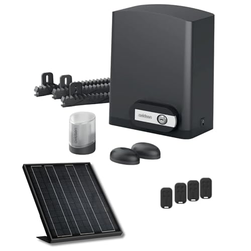 Avidsen Orea 550 Solaire, Motorisation Portail Coulissant Solaire, Kit Automatisme Complet, Jusqu'à 8m et 500kg, Panneau Solaire 20W, 4 Télécommandes,...