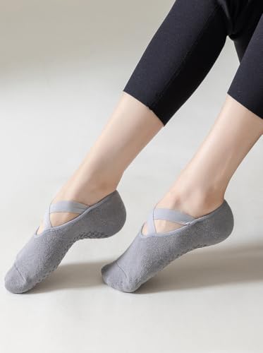 Fonyet Lot de 4 paires de chaussettes de pilates antidérapantes pour femme et fille - Pour yoga, barre, pilates, danse, pieds nus, trampoline – vue 2
