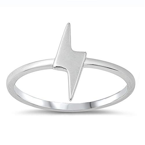 CloseoutWarehouse Rhodium Plated Sterling Silver Plain Thunderbolt Ring