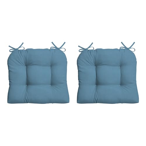 Image of Arden Indoor /Outdoor Rocking Chair Or Wicker Chair Cushion, 2-Pack, 20 x 18, Water Repellent, Rain Proof, Fade Resistant Cushion for Rocking Or Rounded Back Chair French Blue Texture