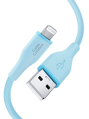 Cablecreation Phone Charging Cord 6Ft, Usb To Lightning Cable Liquid Silicone Cord[Mfi Certified] Compatible For Iphone 14/14 Pro/13/13 Pro/ 12 Pro Max/ 12/11 /X/Xs/Xr/ 8 Plus/Airpods Pro, Blue #TOP11
