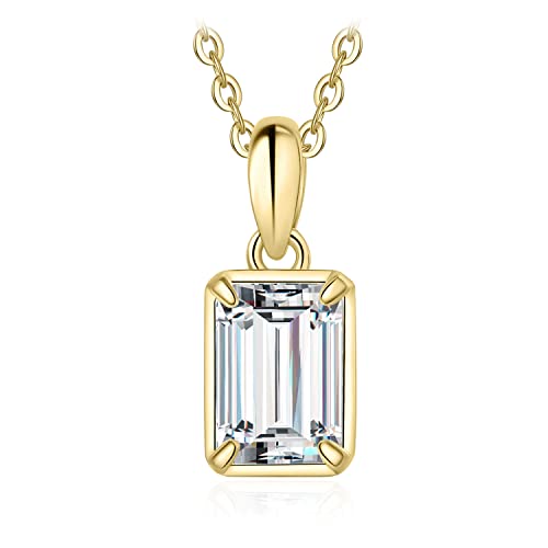 JewelryPalace 1ct Moissanite Solitaire Pendant Necklace for Women, 14K White Yellow Rose Gold Plated 925 Sterling Silver Necklaces for Her, Classic Simulated Diamond Jewelry Set, 18 Inches chain
