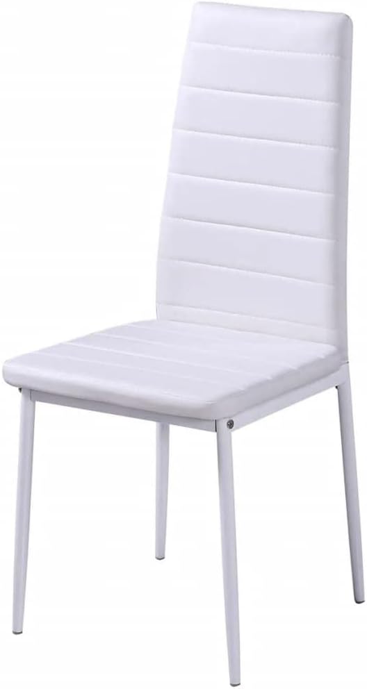 vidaXL Five Piece Black and White Dining Table and Chair Set - Modern Design - Glass Top Table - Artificial Leather Upholstered Chairs - Iron Frame and Legs