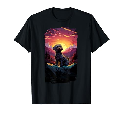 Schnoodle Dog Mom Dad Mountain Trees Artistic Camiseta