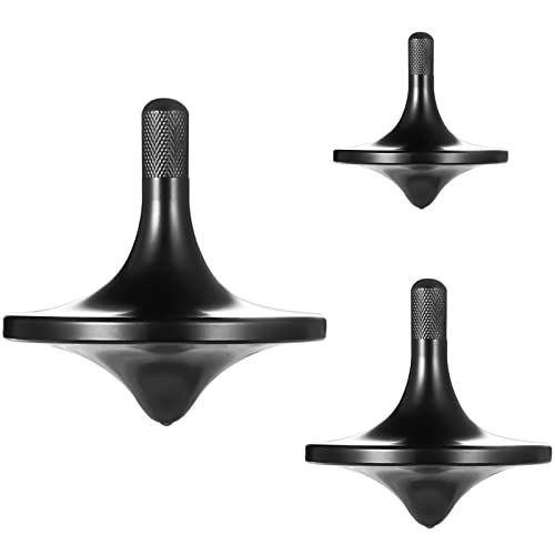 Image of Stainless Steel Spinning Top,Exquisite Toy (Black,3PCS L+M+S) | Perfect Balance Well Made Metal Desk EDC Little Fidget Toy Spin Long Time Over 6 Minutes Great Value Large + Medium + Small