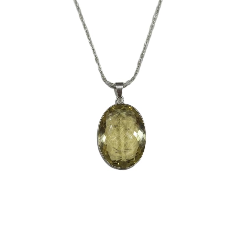 Pendentif en quartz jaune naturel LKBEADS, idée cadeau d'anniversaire collier femme avec chaîne
