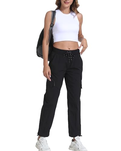 Image of Women's Joggers with Pockets, Hiking Cargo Water Resistant Lightweight Pants for Women Workout Athletic Travel Camping