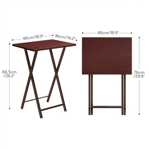 Table d’appoint pliable HOOBRO lot de 2 bout de canapé marron rougeâtre EBR25BZ01 - 4