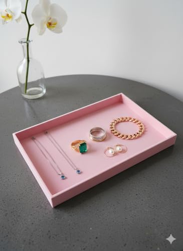Image of Velvet Jewellery Drawer Organizer Stackable Tray in Pink for Serving
