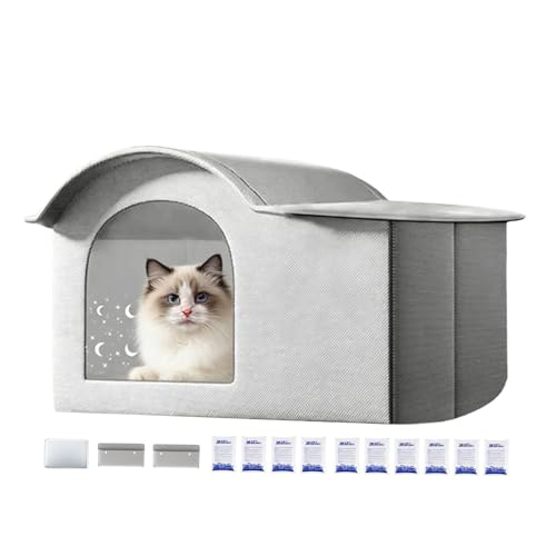 Cuccia Refrigerante per Gatti | Cuccia per Gatto con Pacchetto Ghiaccio Pieghevole | Casetta Estiva Pieghevole per Cuccioli - per Interno, Giardino, Campeggio e Viaggi