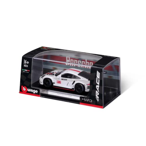 Modelo a escala 1:43 Bburago 911 RSR Blanco y Rojo miniatura 7