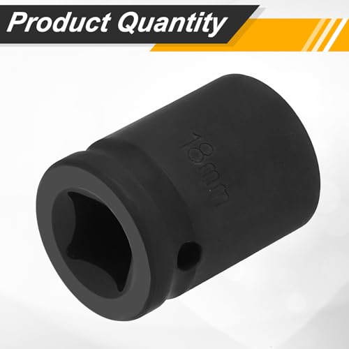 Image of HARFINGTON 1 /2 inch Drive x 18mm Shallow Impact Socket 12-Point Metric CR-V Steel Spindle Nut Impact Flip Sleeve for Home Auto Nuts Bolts Repair
