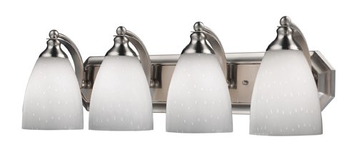 Exclusive Discount 60% Price Elk 570-4N-WH 4-Light Vanity in Satin Nickel and Simply White Glass