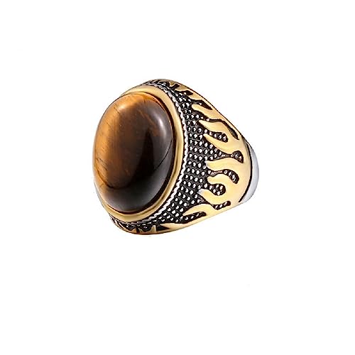 Bague œil de tigre pour homme style motard et look vintage rock