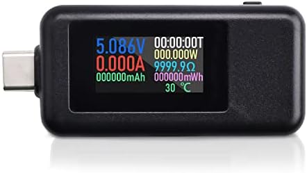 VOKTTA USB tester napięcia USB C, miernik napięcia 0-5 A 4-30 V, tester prądu, ładowarka C, kolorowy wyświetlacz typu C, woltomierz, amperomierz