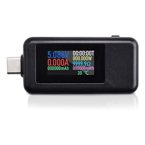 Type C USB Tester,Voktta USB C Voltage Tester Multimeter 0-5A 4-30V Current Meter Tester, USB-C Charger Tester, Color Display Type-C Voltmeter Ammeter Cover