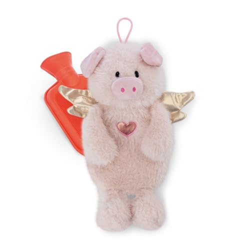 NICI Wärmflasche Schutzengel Schwein La La Piggie 300ml 35cm - pink - Kuscheliges Wärmetier ab 10 Monaten – Plüschtier-Wärmflasche, Wärmebeutel für Kinder und Erwachsene | 61937