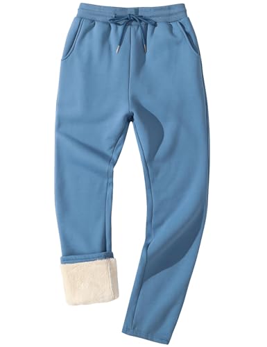 Flygo Men's Fleece Lined Sherpa Sweatpants Winter Warm Pants Jogger Lounge Athletic Pant with Pockets