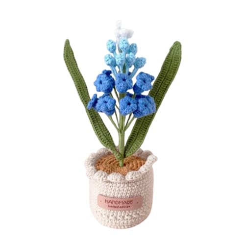 Magicherry Fiori di giacinto all'uncinetto, piante in vaso, fiori di giacinto artificiale lavorato a maglia, bouquet per decorare la casa e regali fatti a mano per le donne, blu sfumato