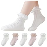 Zerfoogh 2-9Y Kleinkind Mädchen niedlichen weißen Rüschen Spitze Knöchel Socken Rüschen Baumwolle Schule Socken Geschenk für kleine Mädchen