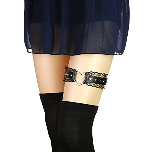 2Pcs Adjustable Lace Heart-Shaped Thigh Garter, Elastic Leg Garters for Women2