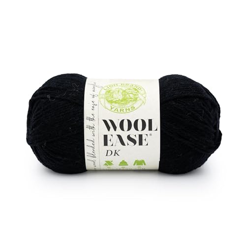 Image of Lion Brand Yarn, Wool-Ease DK Crochet & Knit Yarn, Black, 1 Pack | Classic DK Weight Wool Acrylic Blend Knit & Crochet Fiber for Warm Blankets, Light Sweaters, Fall & Winter Hats