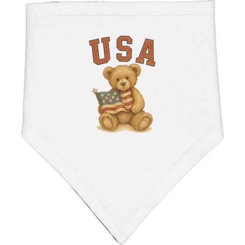 inktastic Patriotic USA Teddy Bear with American Flag Baby Bandana Bib