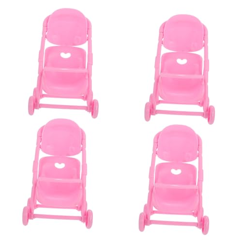 UPKOCH 4 Stück Teiliges Puppenwagen aus Robustem Abs Kunststoff Dekorativer Mini Buggy in Rollenspielzubehör für Mädchen Kreativität und Hand Auge Koordination