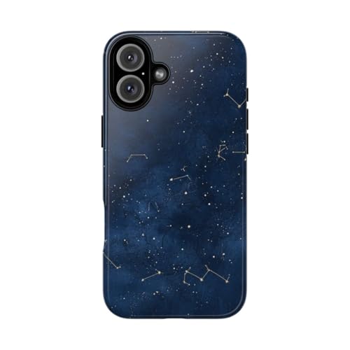 Coque rigide brillante iPhone 16 Plus constellation bleue de haute finition