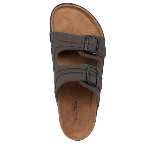 Image of Nautica Men's Sandals - Casual Slides with 2 Adjustable Buckle Straps and Cork Footbed for Ultimate Comfort and Style (Regular /Wide Width, Big Size)