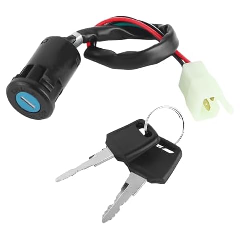 FLYPIG 4 Pin 4-Wire Ignition Key Switch 650720 Male Plug for Sunl Roketa Kazuma Chinese Made 50cc 70cc 90cc 110cc 125cc Quad ATV Dirt Bike Pocket Bike 4 Wheels Parts Cover