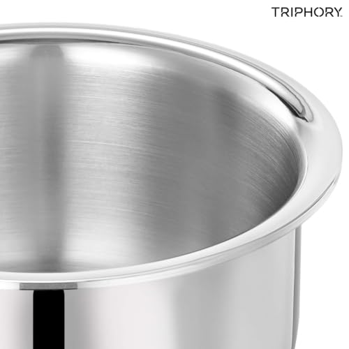 Image of Triply Stainless Steel Tope 18cm 2L | 2.5mm Triply Saucepan & Milk Boiler Pot | Even Heat Distribution | Gas & Induction Compatible
