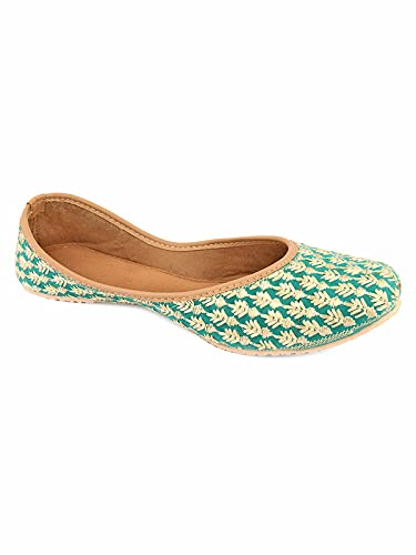 desi colour Punjabi Juti Green Thread Mojari-picture-7